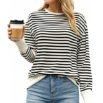 VIMAL JONNEY Women Striped T-Shirt || T-Shirt for Women || Full Sleeve T Shirt || T-Shirt-VIMAL640620