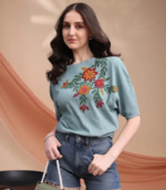Casual Regular Sleeves Printed Women Light Blue Top