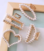 Myra Collection clutch claw for women girls golden 4 pcs Hair Clip (Gold, Silver) - Image 2