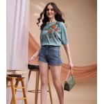 Casual Regular Sleeves Printed Women Light Blue Top - Image 2