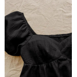 Casual Puff Sleeves Solid Women Black Top - Image 3