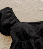 Casual Puff Sleeves Solid Women Black Top - Image 3