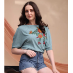 Casual Regular Sleeves Printed Women Light Blue Top - Image 3