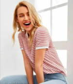 Women’s Striped Western Top | Round Neck Cap Sleeve T-Shirt for Women | Loose Fit Casual Summer Wear - Image 2