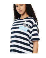 Women Striped Snoopy Print Oversized T-shirt - Image 2