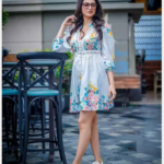 Puff Sleeve Stylist Floral Printed Dresses For Women