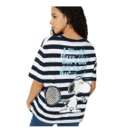 Women Striped Snoopy Print Oversized T-shirt - Image 3