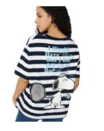Women Striped Snoopy Print Oversized T-shirt - Image 3