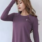 Women Solid Round Neck Polyester Purple T-Shirt
