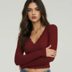 Casual Regular Sleeves Solid Women Maroon Top