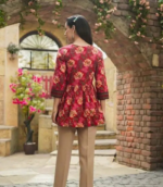 Casual Regular Sleeves Printed Women Red Top - Image 2