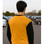 LEOTUDE Oversized Full Sleeve Cottonblend Graphic Printed Round Neck Drop Shoulder Tshirt for Man (Color Mustard) - Image 3
