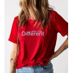 Women Printed Round Neck Pure Cotton Red T-Shirt - Image 2