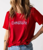 Women Printed Round Neck Pure Cotton Red T-Shirt - Image 2