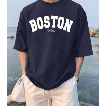 LEOTUDE Men's Half Sleeve Round Neck Cottonblend Graphic Print Oversized Tshirt for Man