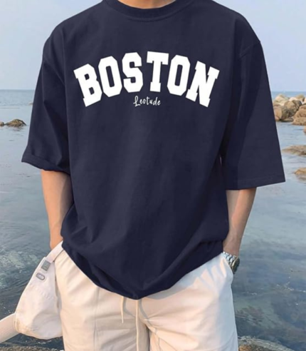 LEOTUDE Men's Half Sleeve Round Neck Cottonblend Graphic Print Oversized Tshirt for Man