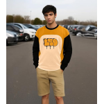 LEOTUDE Oversized Full Sleeve Cottonblend Graphic Printed Round Neck Drop Shoulder Tshirt for Man (Color Mustard) - Image 4