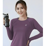 Women Solid Round Neck Polyester Purple T-Shirt - Image 3