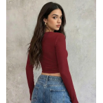 Casual Regular Sleeves Solid Women Maroon Top - Image 2