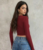 Casual Regular Sleeves Solid Women Maroon Top - Image 2