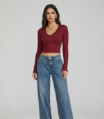 Casual Regular Sleeves Solid Women Maroon Top - Image 3