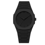 Mens Analog Stainless Steel Strap Men's Aura Watch with Arabic Numerals Matte Black Minimalist Analog Trending Wristwatch
