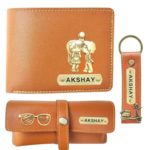 Customized Men's Wallet Keychain & Goggle Covern Combo Slim Stylish Leather Purse with Name & Charm Unique Birthday Anniversary Gift for Men Boy Love Husband Employees Clien