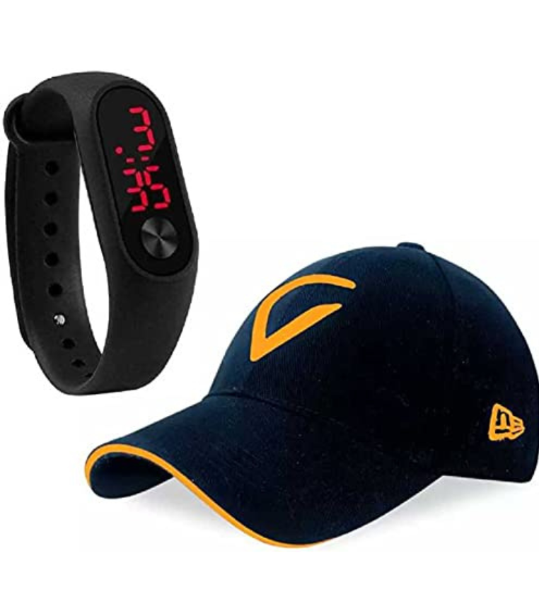 1 SELLORIA Silicone Black Dial Digital Black Baseball Embroidered Cap For Boys Men's,Kids - Image 1