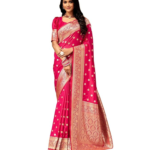 C J Enterprise Women's Banarasi Saree Pure Kanjivaram Style Silk Saree With Blouse Piece for Wedding (Pari 121)