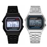 Acnos Brand 2 Combo Digital 4 Colours Vintage Square Dial Unisex Water Resist Watch for Men Women Pack of 2 (WR70)