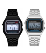 Acnos Brand 2 Combo Digital 4 Colours Vintage Square Dial Unisex Water Resist Watch for Men Women Pack of 2 (WR70)