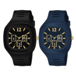 Square Dial Black Blue Grey White Analog Watches with Silicon Strap Stylish ADDI Designer Combo Watch for Mens & Boys