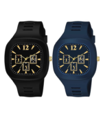 Square Dial Black Blue Grey White Analog Watches with Silicon Strap Stylish ADDI Designer Combo Watch for Mens & Boys