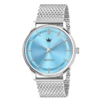 CRESTELLO Stainless Steel Chain Analog Wrist Watch for Men (Brown/Blue Dial) | 1 Year Warrant