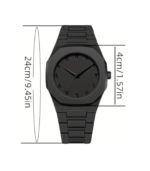 Mens Analog Stainless Steel Strap Men's Aura Watch with Arabic Numerals Matte Black Minimalist Analog Trending Wristwatch - Image 2