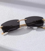 Roshfort Honey Singh Rimless uinsex Sunglasses Retro Luxury Metal Frameless Rectangle Leopard Arms Colored Lens - Image 2