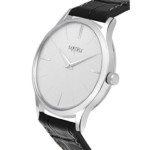 Matrix Men's Signature Two Hands & Cut Glass with Leather Strap Analog Watch ( Black / White Dial )