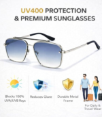 Dervin UV Protected Driving Pilot Gradient Square Metal Body Sunglasses for Men and Women - Image 3