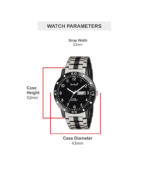 Evelyn Men's Day-Date Watch, Black Dial, Stainless Steel Band, Eve St 123 - Image 3