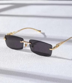 Roshfort Honey Singh Rimless uinsex Sunglasses Retro Luxury Metal Frameless Rectangle Leopard Arms Colored Lens - Image 3