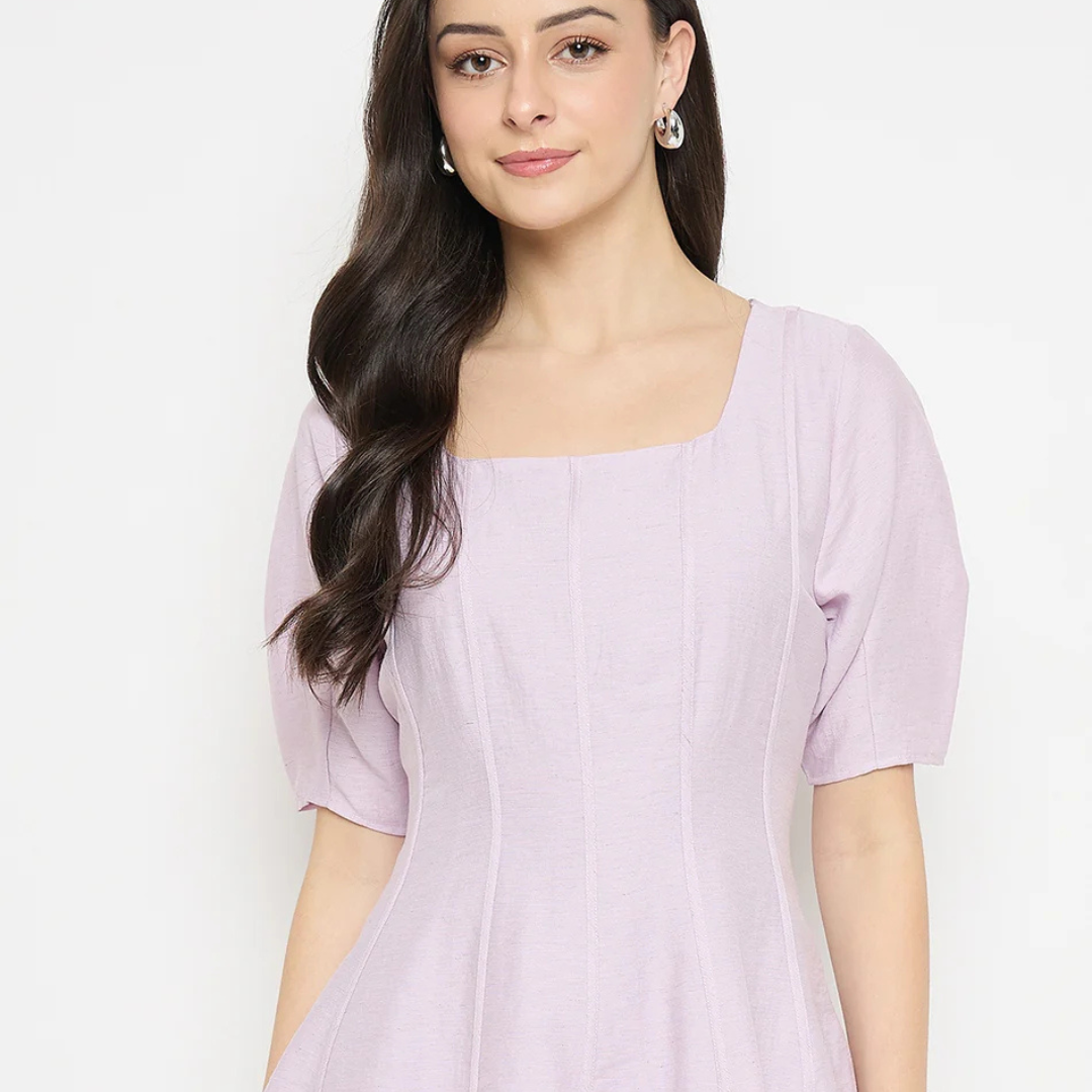 1-1.png Lilac Square Neck Rayon Blend Top - Image 1