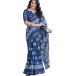 SAREEZAA Women's Cotton Saree with Geometric Print and Unstitched Blouse Piece