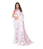 Yashika Women's Trendy Printed Georgette Red Color Saree with Blouse Material