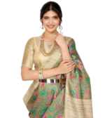 Womens Woven Printed Art Silk Saree With Unstitched Blouse Material