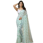 Ethnic Motif Print Georgette Saree with Unstitched Blouse Piece
