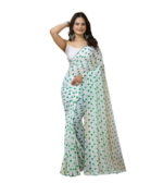 Ethnic Motif Print Georgette Saree with Unstitched Blouse Piece