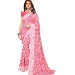 Yashika Womens Yashika Women's Trendy Georgette Rama Color Saree with Blouse Material(AMINA RAMA)