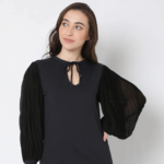 Black Puff Sleeves Top