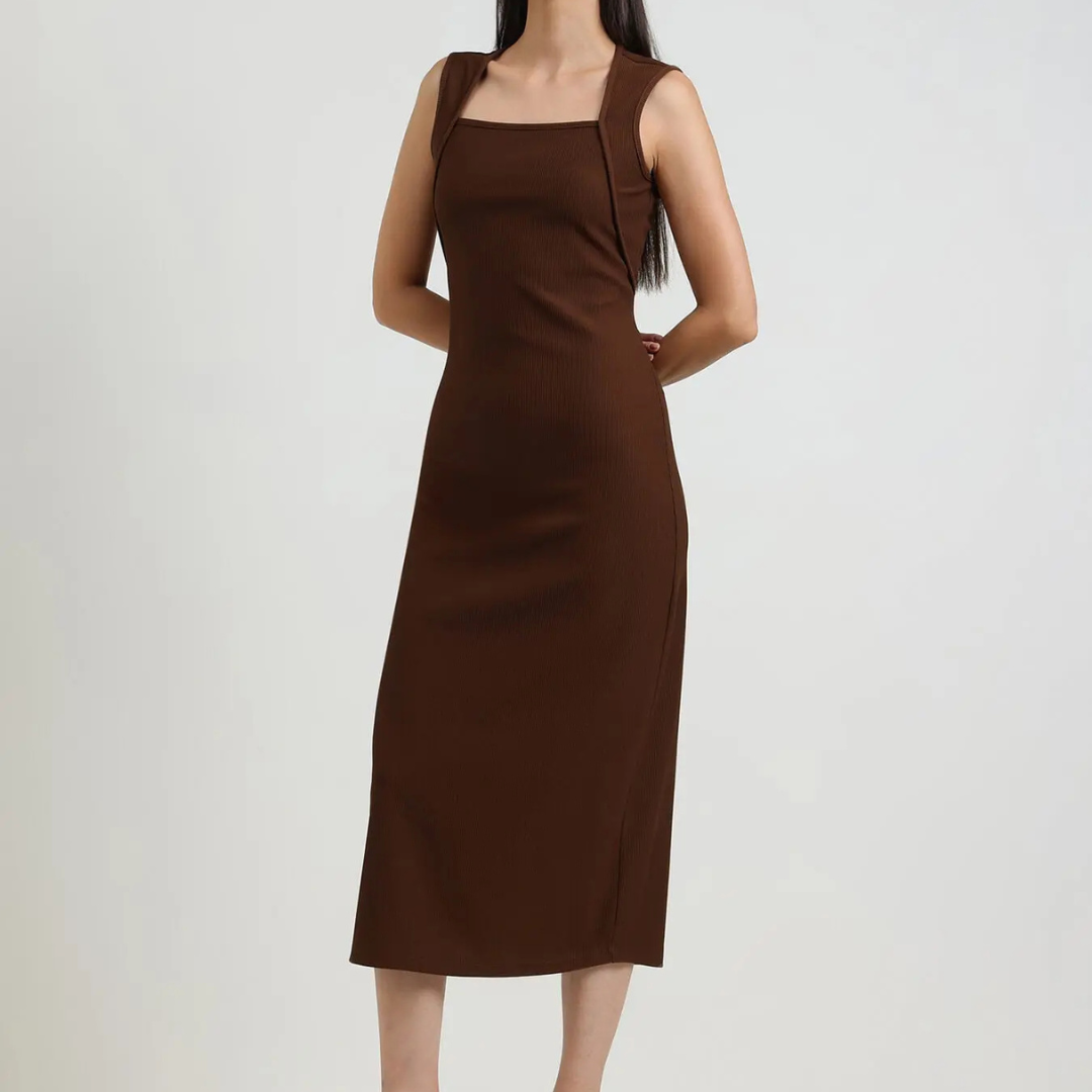 13-4.png Bodycon Midi Dress – Brown - Image 1