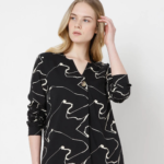 Black Abstract Print Top